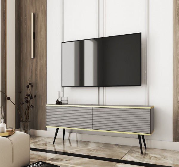 Έπιπλο τηλεόρασης ORO_MDF γκρι 135x53x32cm