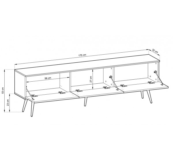 Έπιπλο τηλεόρασης ORO_MDF Ανθρακί+χρυσό 175x53x32cm