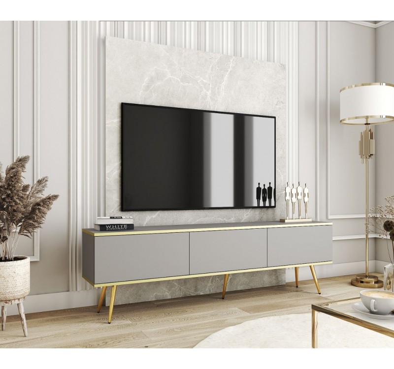 Έπιπλο τηλεόρασης ORO γκρι+Χρυσό 175x53x32cm
