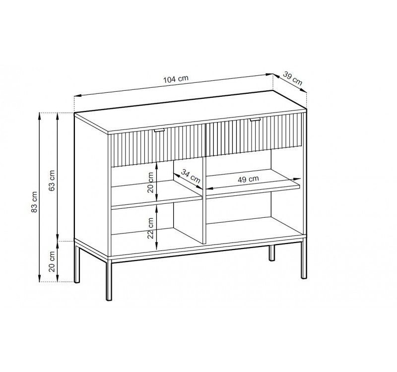 Μπουφές Nova Γκρι+Χρυσό 104x39x83cm