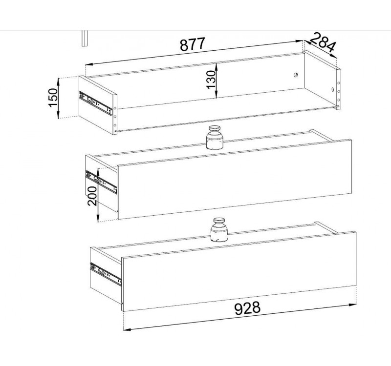 Μπουφές με συρτάρια Raven Ανθρακί 144x38x83cm