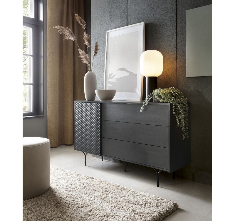 Μπουφές με συρτάρια Raven Ανθρακί 144x38x83cm