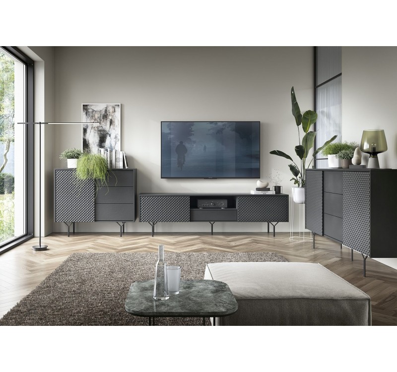 Μπουφές με συρτάρια Raven Ανθρακί 144x38x83cm