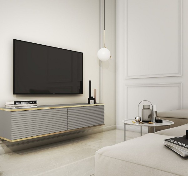 Κρεμαστό έπιπλο τηλεόρασης ORO_MDF Γκρι 135x30x32cm