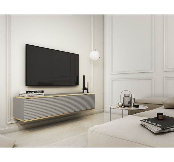 Κρεμαστό έπιπλο τηλεόρασης ORO_MDF Γκρι 135x30x32cm