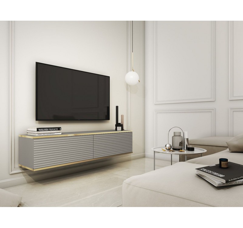 Κρεμαστό έπιπλο τηλεόρασης ORO_MDF Γκρι 135x30x32cm