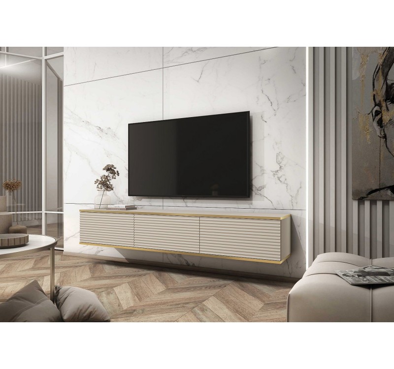 Κρεμαστό έπιπλο τηλεόρασης ORO_MDF μπεζ 175x30x32cm