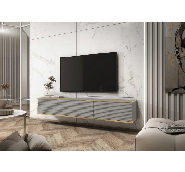 Κρεμαστό έπιπλο τηλεόρασης ORO_MDF γκρι 175x30x32cm