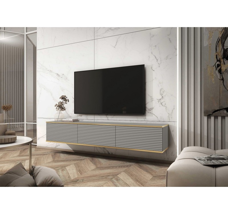 Κρεμαστό έπιπλο τηλεόρασης ORO_MDF γκρι 175x30x32cm