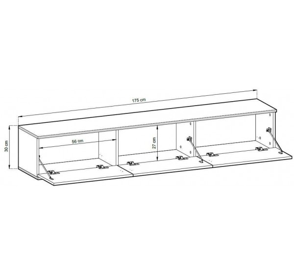 Κρεμαστό έπιπλο τηλεόρασης ORO_MDF γκρι 175x30x32cm