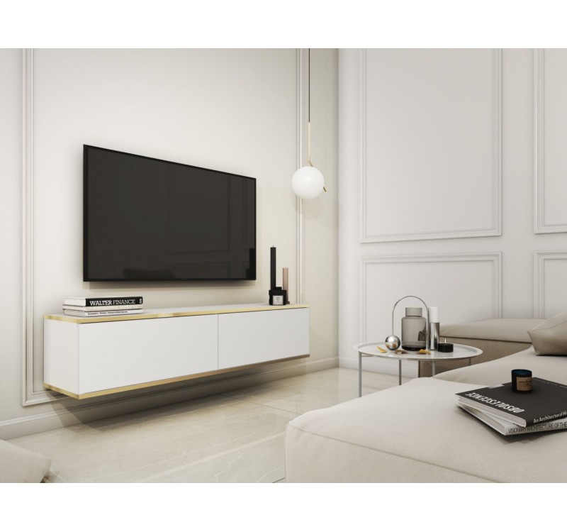 Κρεμαστό έπιπλο τηλεόρασης ORO λευκό 135x30x32cm