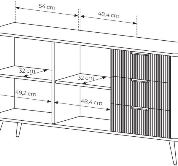 Μπουφές με συρτάρια Lante Ανθρακί 163x81x38cm