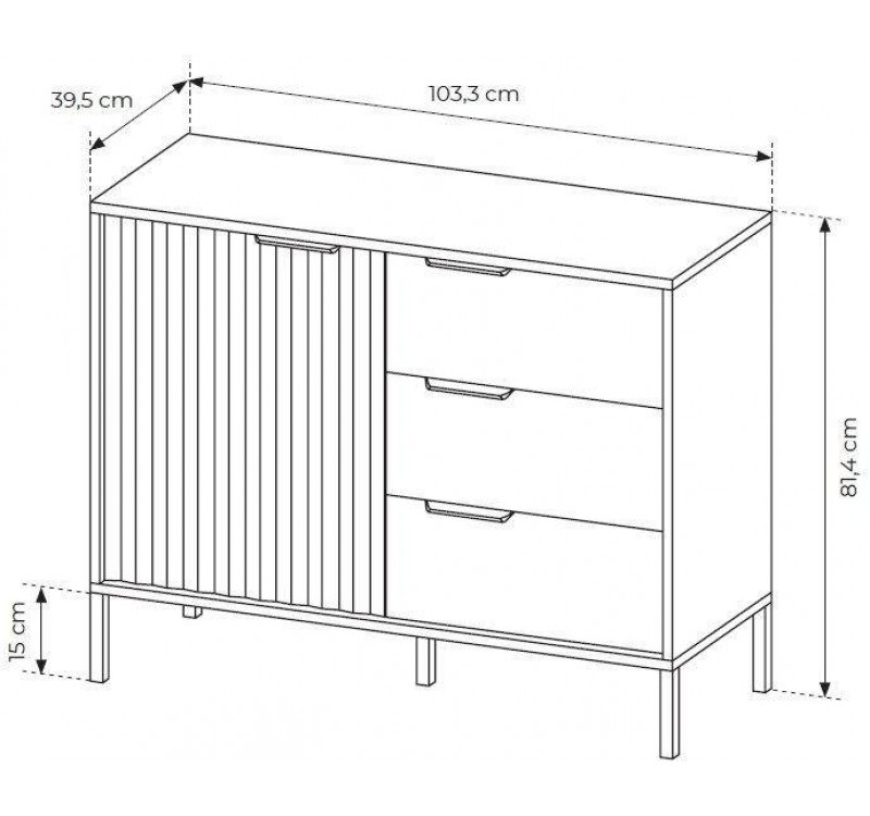Μπουφές Rave Μπεζ+φυσικό Viking 104x82x40cm