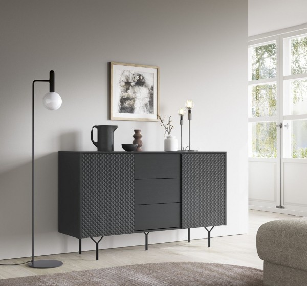 Μπουφές με συρτάρια Raven ΙΙ Ανθρακί 144x38x83cm