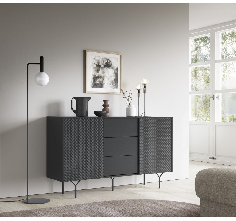 Μπουφές με συρτάρια Raven ΙΙ Ανθρακί 144x38x83cm