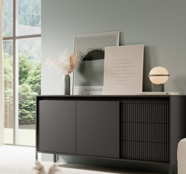 Μπουφές με συρτάρια Senso Ανθρακί 153x81x40cm