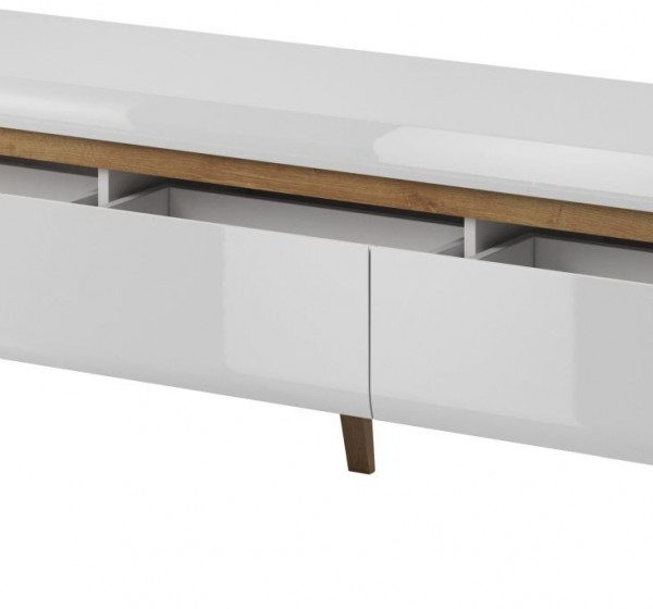 Έπιπλο τηλεόρασης Nordi Λευκό+Higloss λευκό+Riviera 160x50x40cm