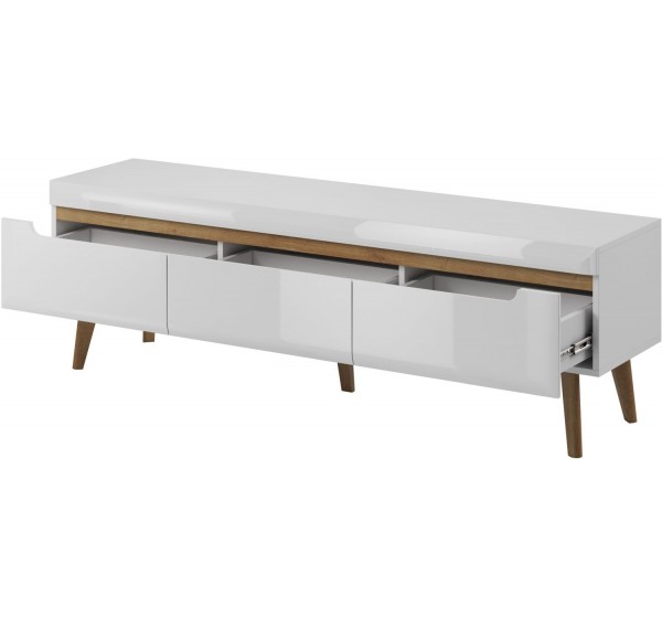 Έπιπλο τηλεόρασης Nordi Λευκό+Higloss λευκό+Riviera 160x50x40cm