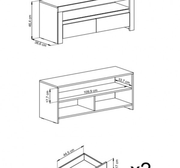 Έπιπλο τηλεόρασης Evoke: Φυσικό+Γραφίτης 113x46x39cm