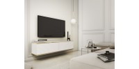 Κρεμαστό έπιπλο τηλεόρασης ORO_MDF Λευκό 135x30x32cm