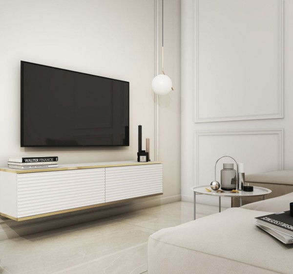 Κρεμαστό έπιπλο τηλεόρασης ORO_MDF Λευκό 135x30x32cm