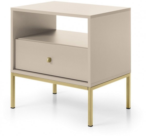 Κομοδίνο Mono μπεζ+χρυσό 54x36x39cm