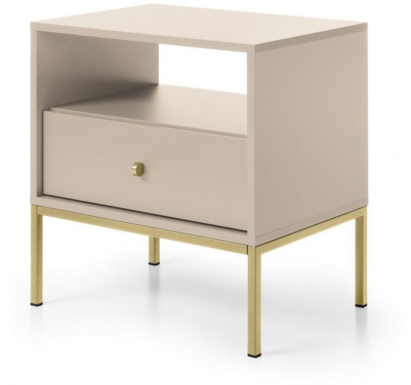 Κομοδίνο Mono μπεζ+χρυσό 54x36x39cm