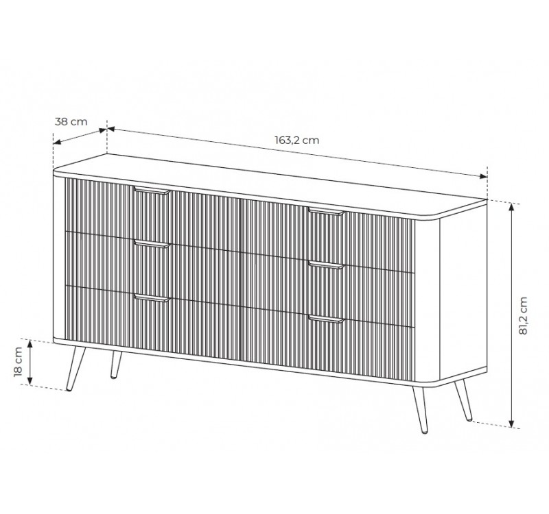 Συρταριέρα Lante Ανθρακί 163x81x38cm