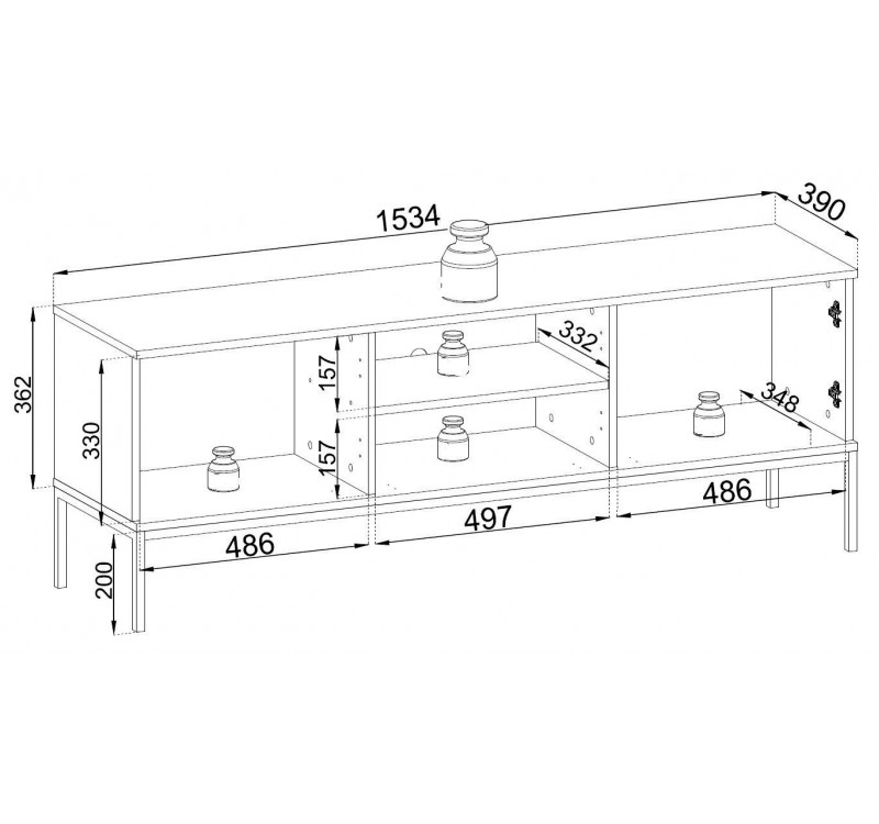 Έπιπλο τηλεόρασης Sento ανθρακί 154x39x56cm