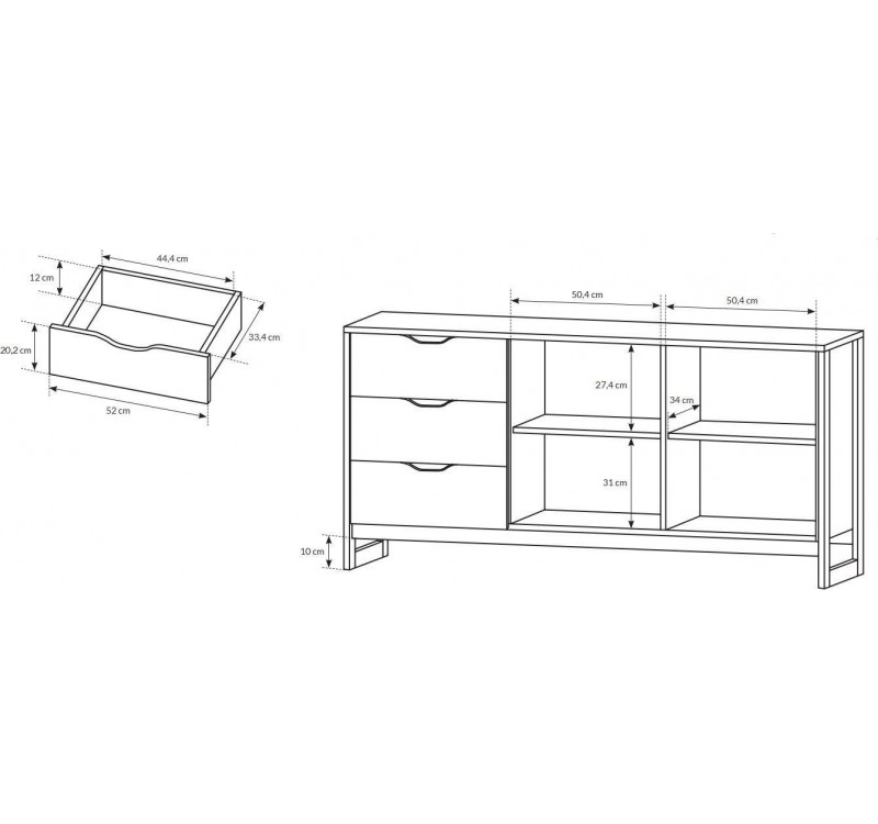 Μπουφές Arden: Sand gragne+matera 161x78.6x39.6cm