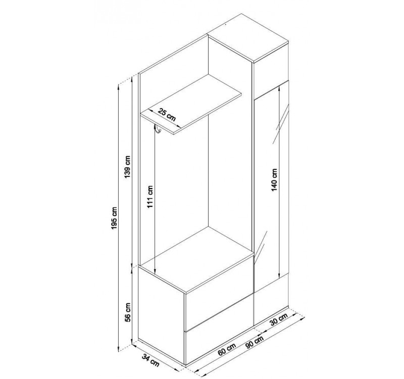 Έπιπλο εισόδου Green Λευκό 90x195x34cm