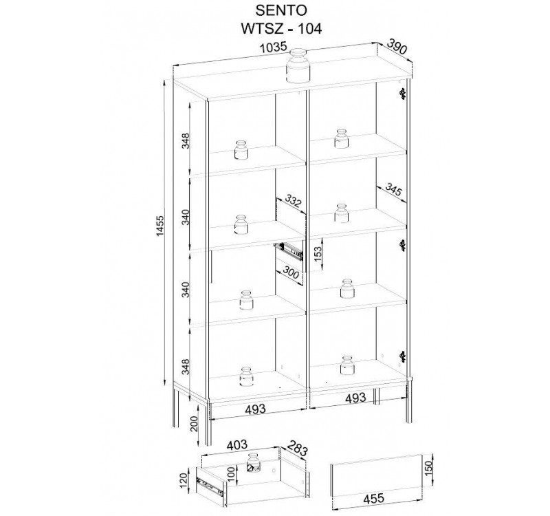 Βιτρίνα Sento ανθρακί 104x39x166cm