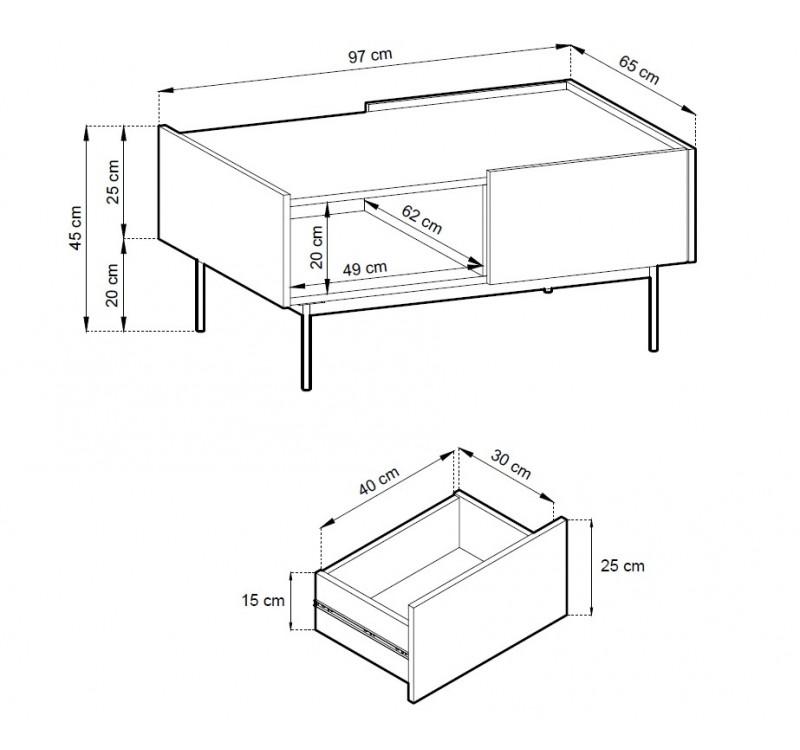 Τραπεζάκι Color κεραμικό κόκκινο+Φυσικό 97x45x65cm