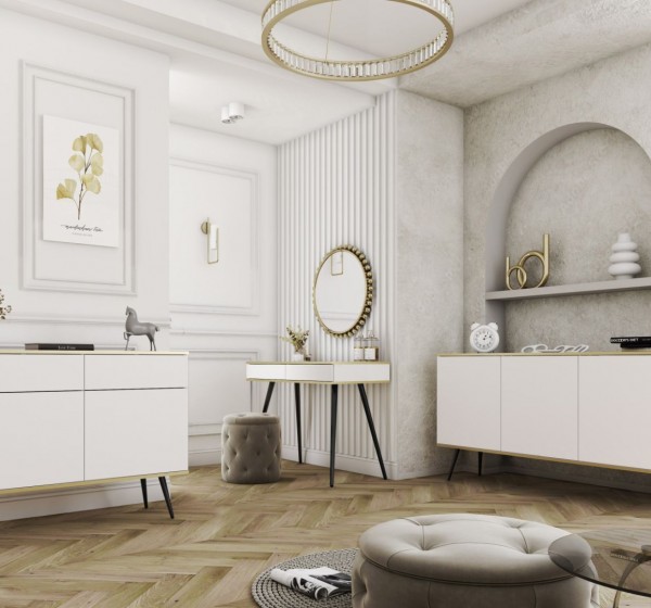 Μπουφές Oro λευκό με μαύρο 107x85x39cm