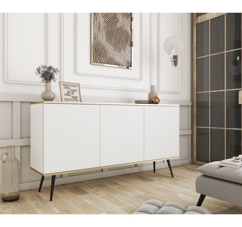 Μπουφές Oro λευκό+μαύρο 160x85x39cm