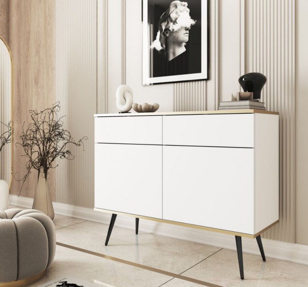 Μπουφές Oro λευκό με μαύρο 107x85x39cm