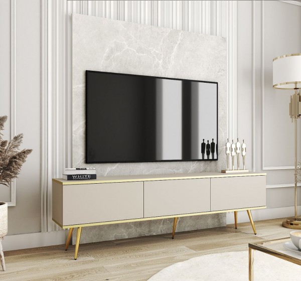 Έπιπλο τηλεόρασης ORO Μπεζ+Χρυσό 175x53x32cm