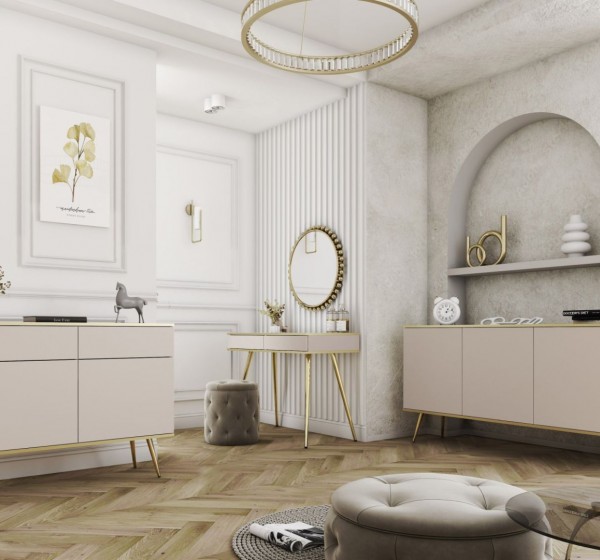 Μπουφές Oro λευκό με χρυσό 160x85x39cm