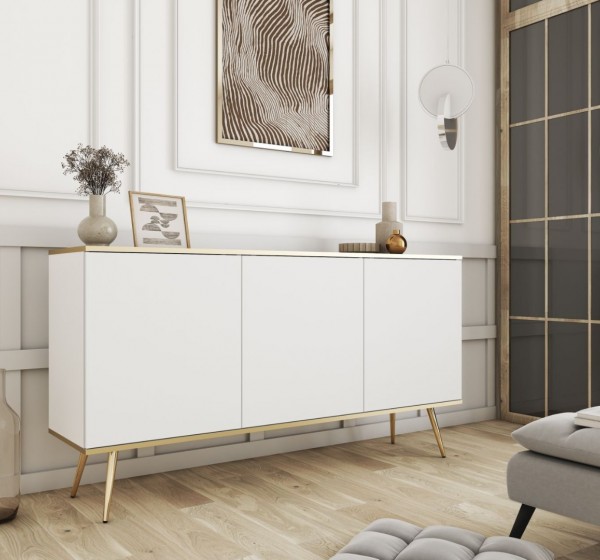 Μπουφές Oro λευκό με χρυσό 160x85x39cm