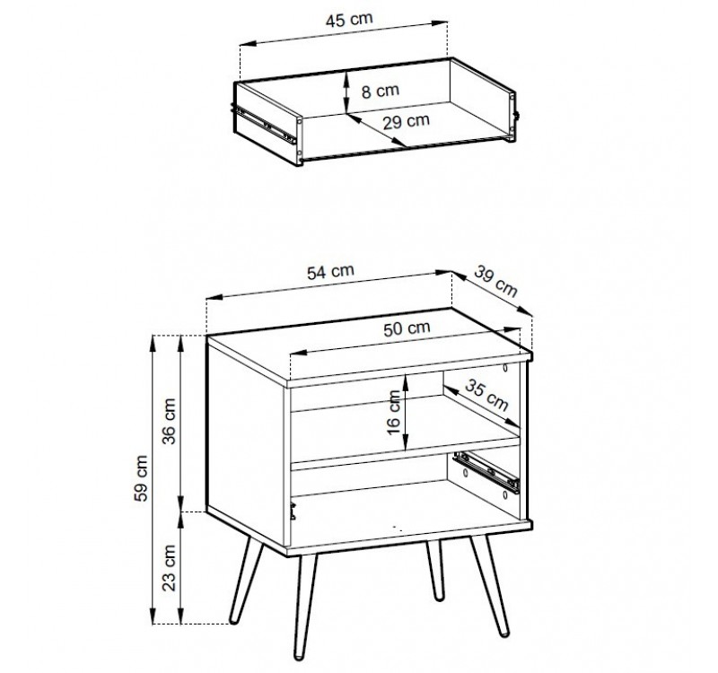Κομοδίνο Oro μπέζ με χρυσό 54x59x39cm