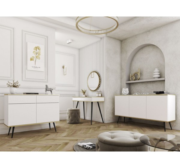 Έπιπλο εισόδου / Σιφονιέρα Oro λευκό με ανθρακί 102x80x50cm