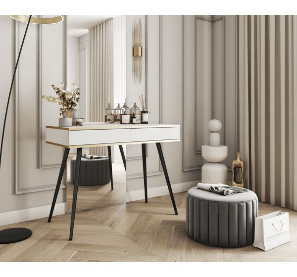 Έπιπλο εισόδου / Σιφονιέρα Oro λευκό με ανθρακί 102x80x50cm