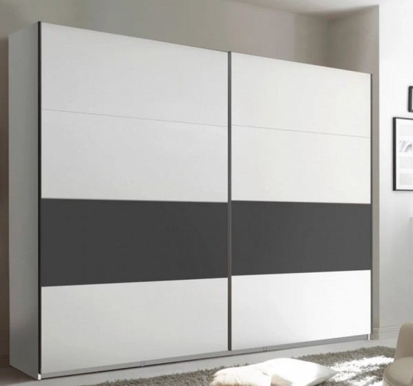 Ντουλάπα Συρόμενη Ontario Lava Λευκή+Μαύρο 300x225x64cm