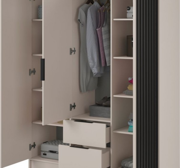 Nτουλάπα Τρίφυλλη Nelly Λευκό Άμμου με καθρέπτη 155x200x51cm