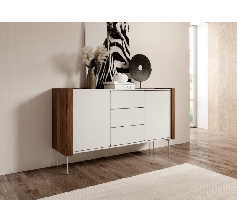 Μπουφές Wrap Λευκό άμμου+Καρυδιά 141x82x39cm