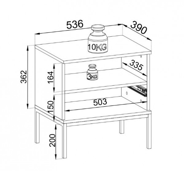Κομοδίνο Sento Λευκό Kazmir 54x56x39cm
