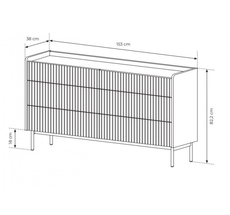 Συρταριέρα Level Μπεζ με 6 Συρτάρια 153x82x38cm
