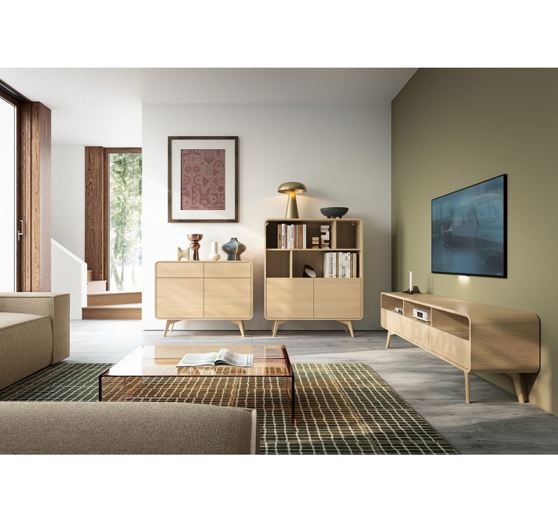 Έπιπλο τηλεόρασης HELION με συρτάρια Φυσικός δρυς VICENZA 180x53x39cm