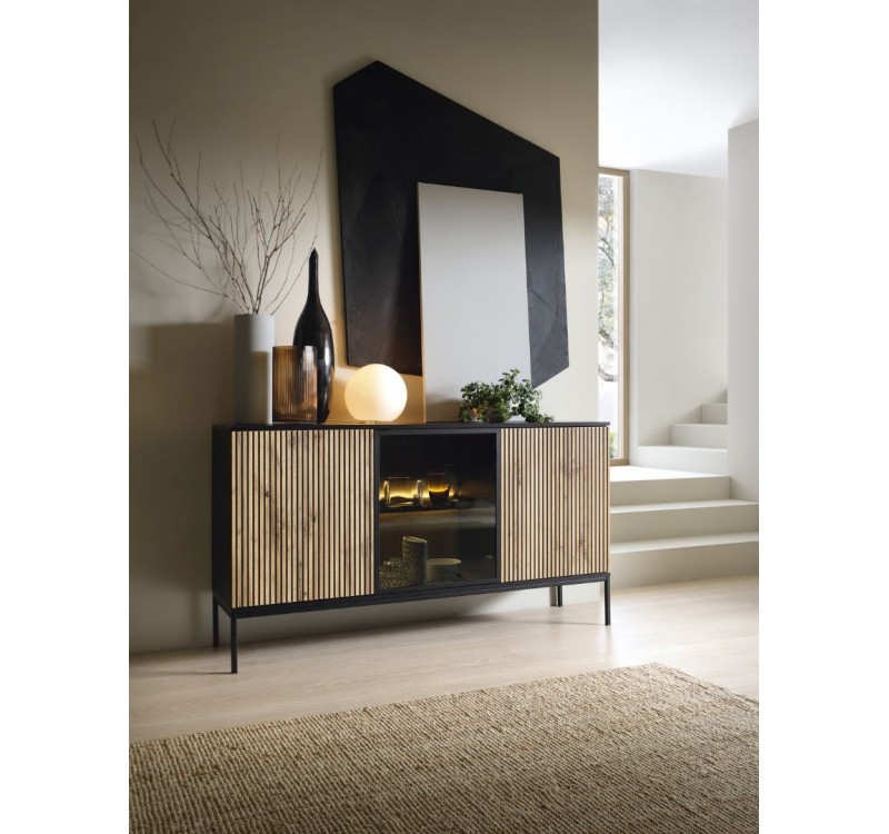 Μπουφές με βιτρίνα Sento Ανθρακί 154x83x39cm