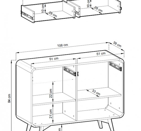Μπουφές HELION με συρτάρια Φυσικός δρυς VICENZA 108x84x39cm